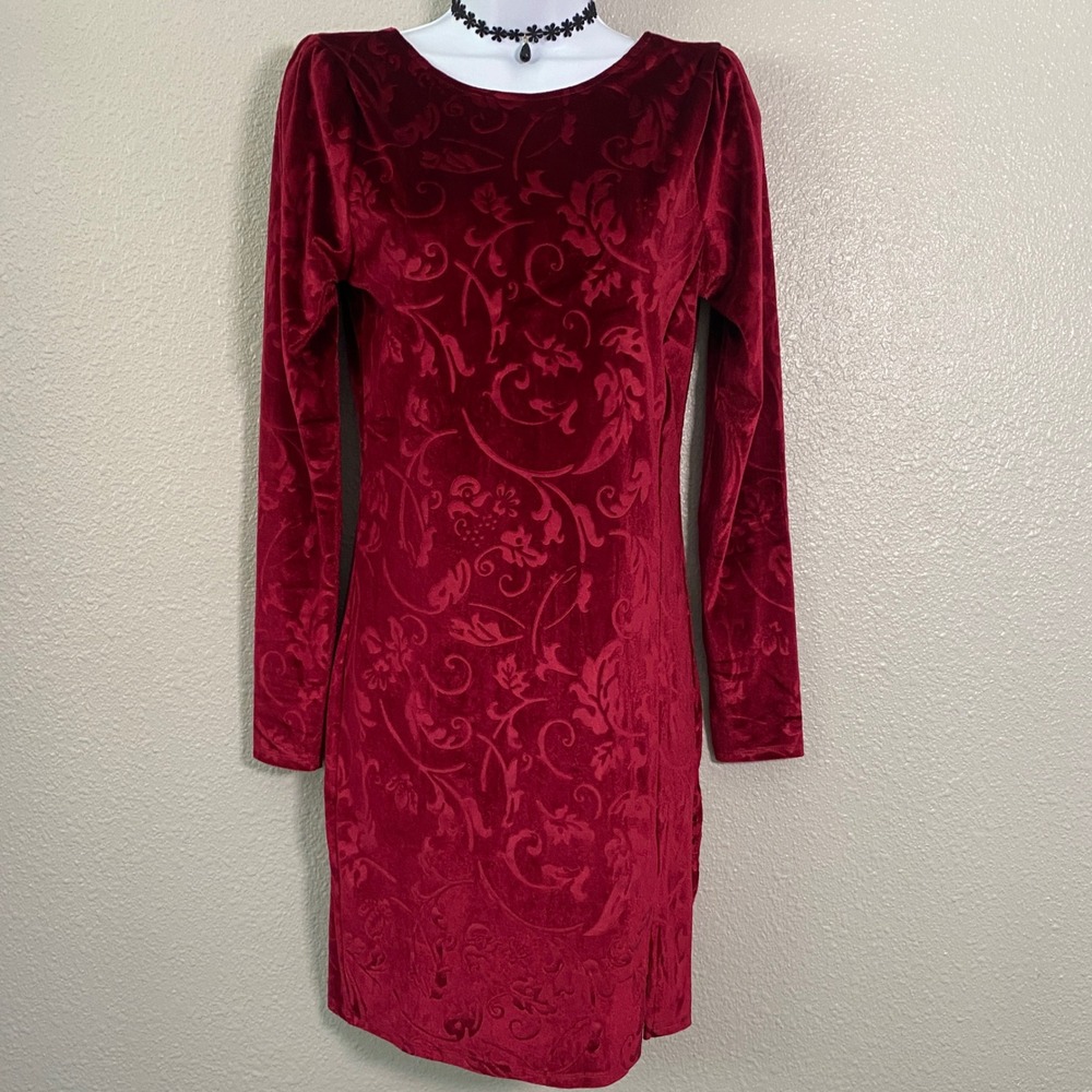 Red Velvet Burnout Dress M Dark Feminine Whimsigoth Witchy Party Romantic Date